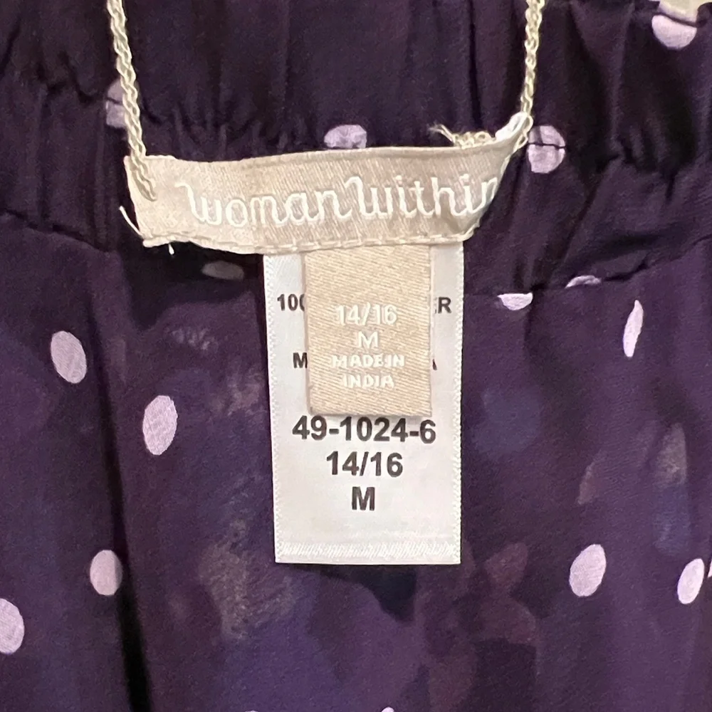 Woman Within Purple and White Polka Dot Skirt - Picture 2 of 4